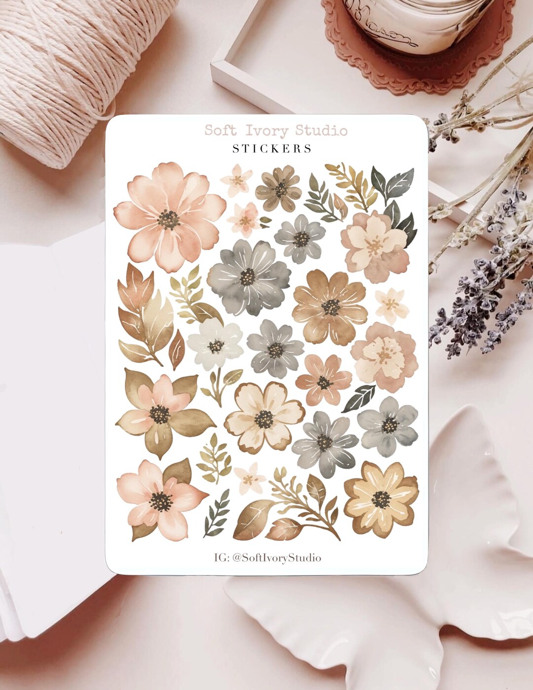 Watercolor Flowers Sticker Sheet | Journal Stickers | Planner Stickers ...