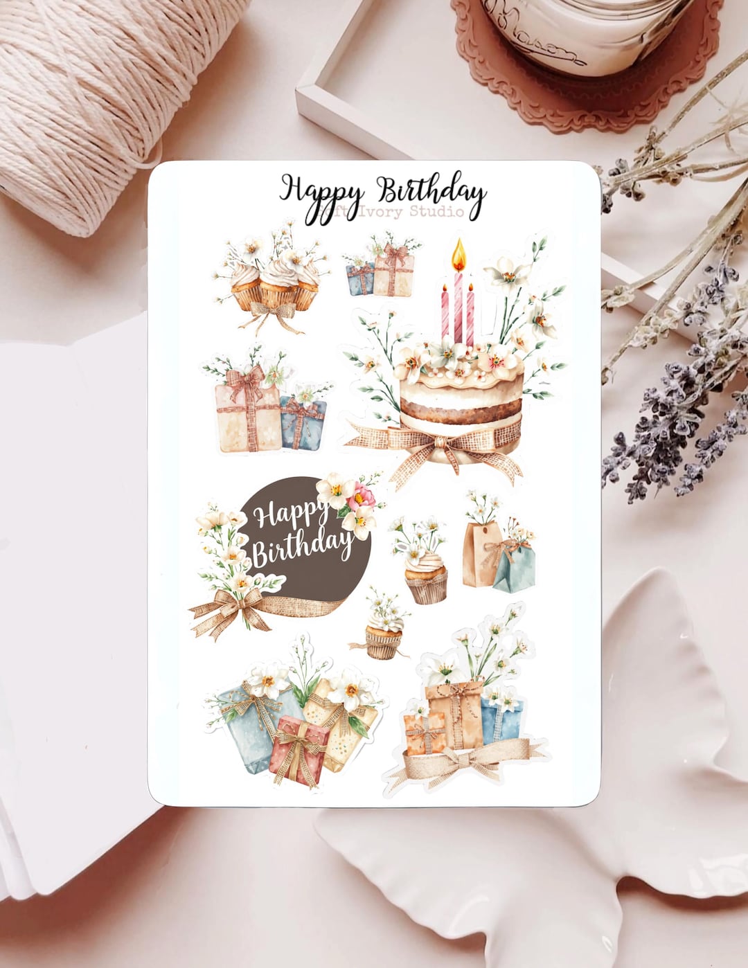 Happy Birthday Sticker Sheet | Journal Stickers | Planner Stickers ...