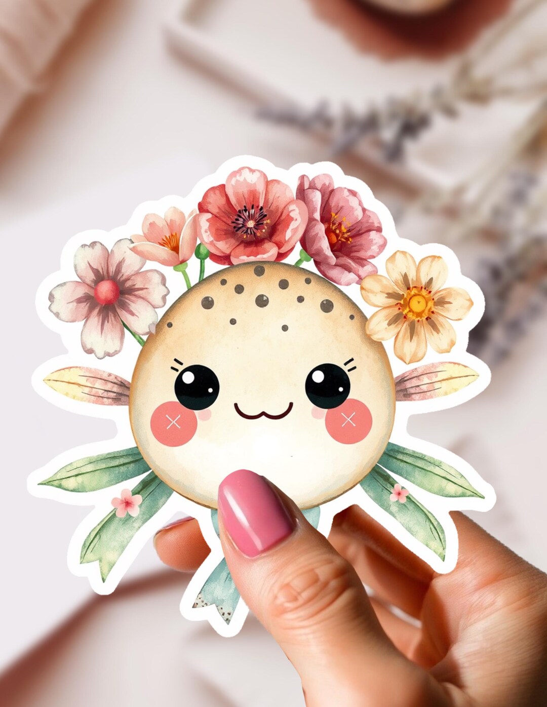 Puffer Fish Cute Kawaii Sticker Waterproof Vinyl Sticker | Journal ...