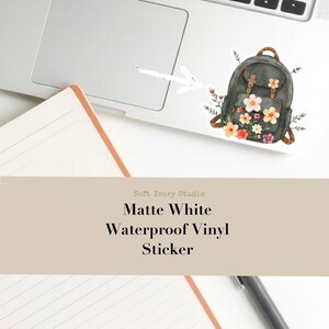 Floral Backpack Waterproof Vinyl Sticker | Journal Cover Sticker ...