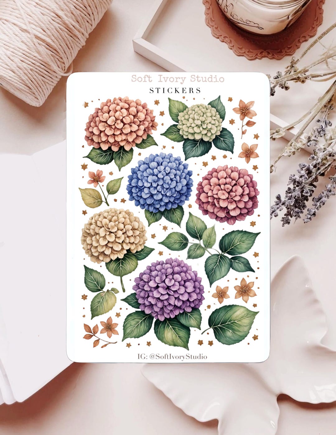 Vintage Hydrangeas Sticker Sheet | Journal Stickers | Planner Stickers ...