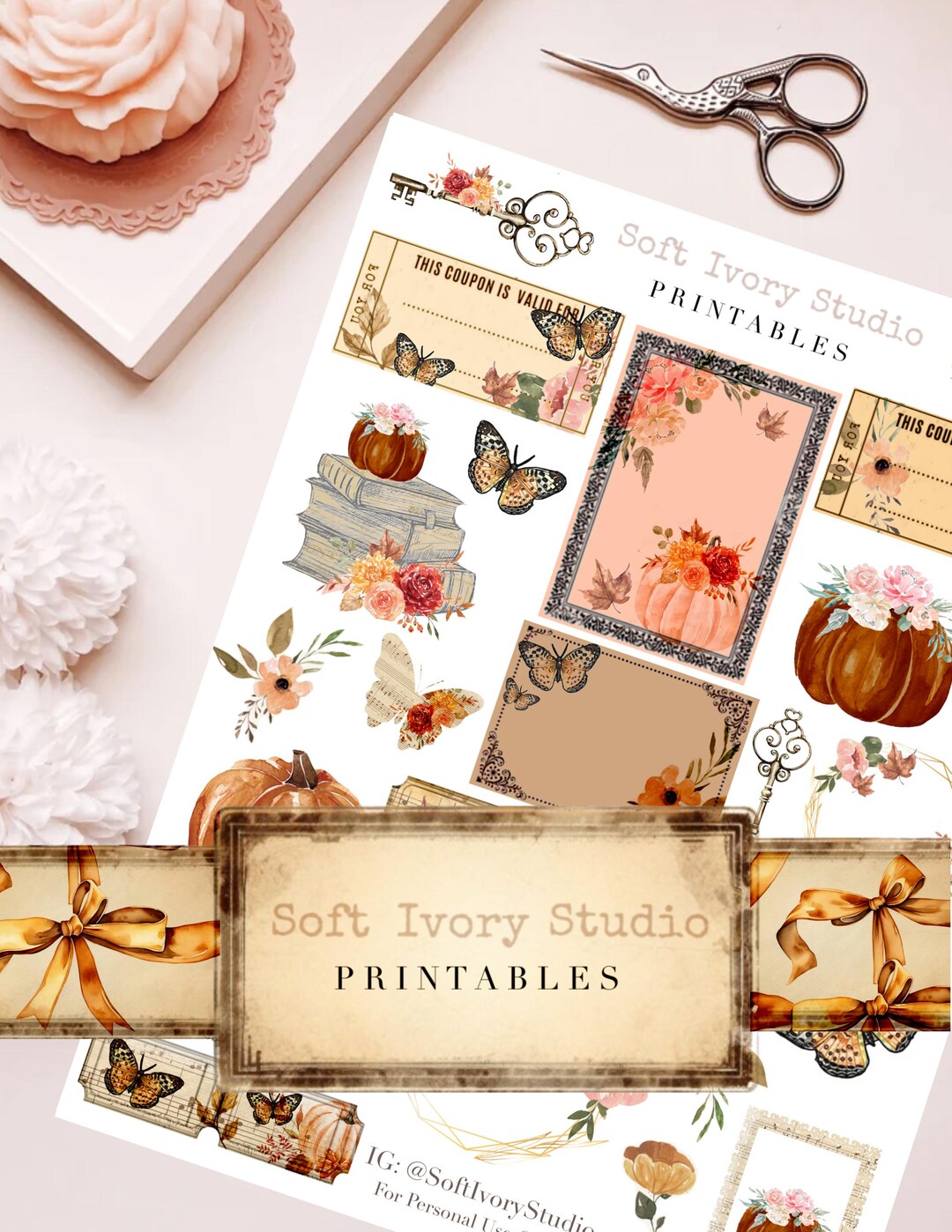 Vintage Fall Ephemera Printable Instant Download Junk Journal Kit Fussy ...