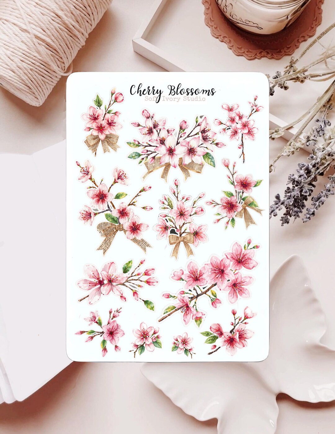 Cherry Blossoms Sticker Sheet | Journal Stickers | Planner Stickers ...