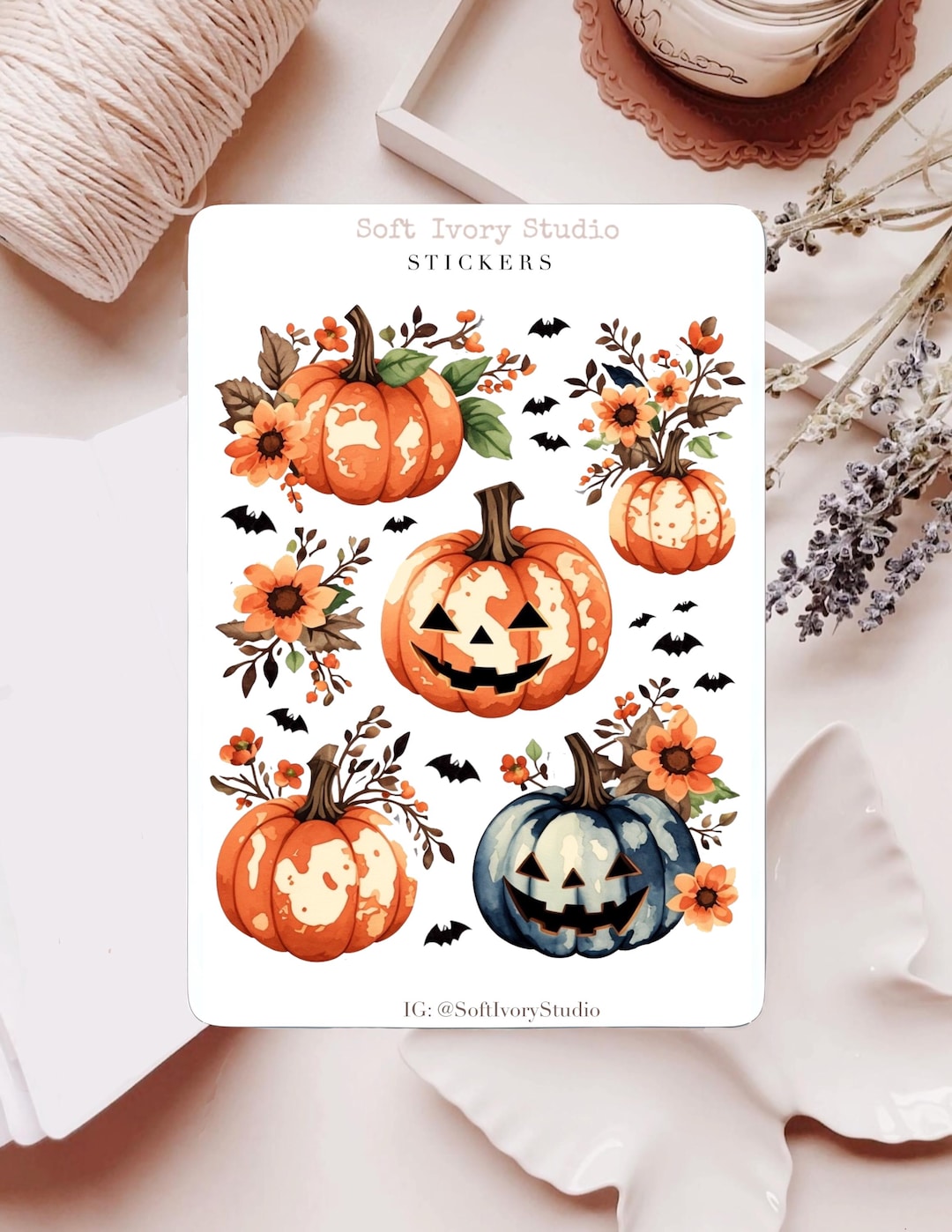 Fall Halloween Pumpkins Sticker Sheet Autumn Stickers Planner Stickers ...