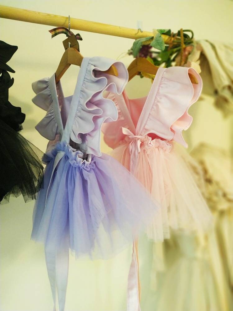 Satin Baby Rompers Tulle Baby Romper Ruffled Romper Pink Etsy