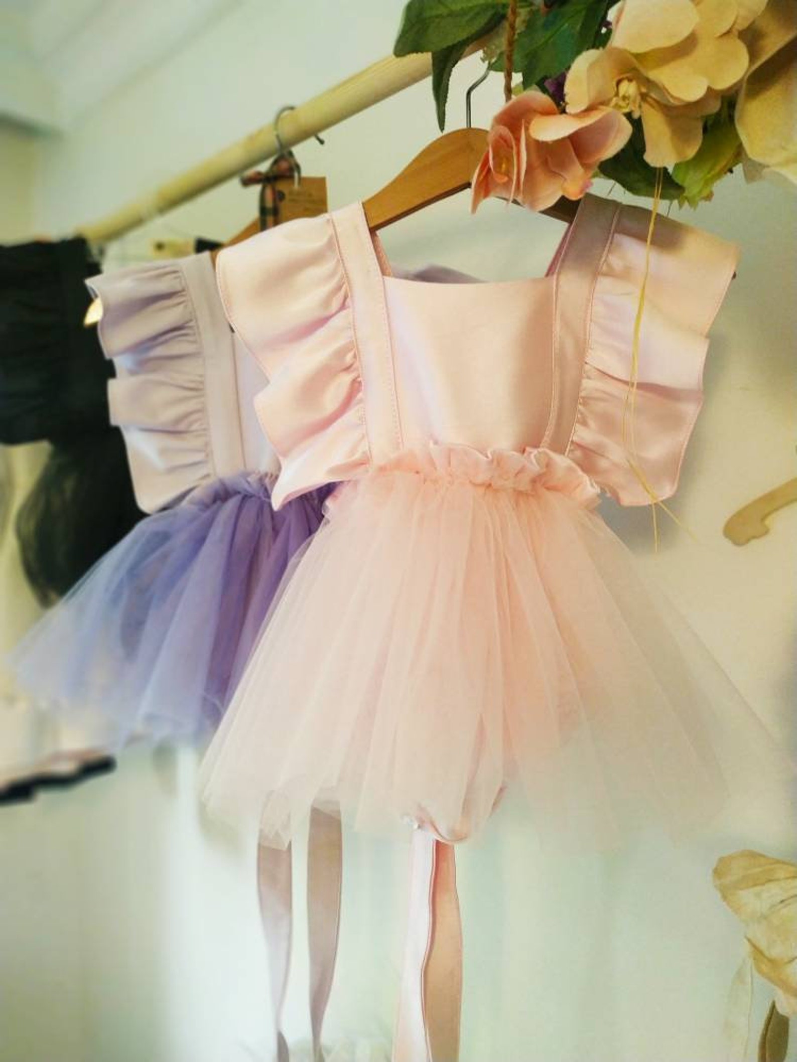 Satin Baby Rompers Tulle Baby Romper Ruffled Romper Pink Etsy
