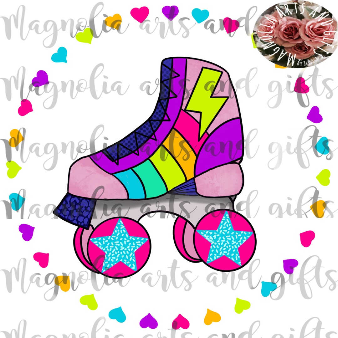 Rainbow Roller Skate PNG Download Etsy