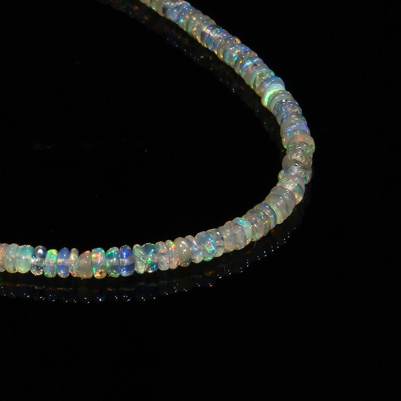Opal Beads Necklace Gift to her Opal Smooth Rondelle Beads Necklace Multi Fire Opal Beads Opal Necklace Natural Ethiopian Opal beads