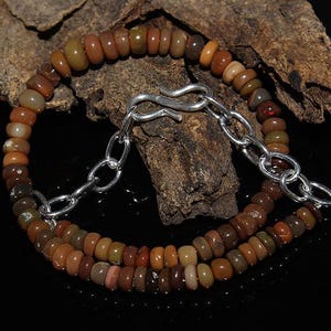 Natural Ethiopian Opal beads Bracelet - Opal Beads Bracelet - Multi Fire Opal Beads - Opal Bracelet - Handmade Opal Plain Beads Bracelet