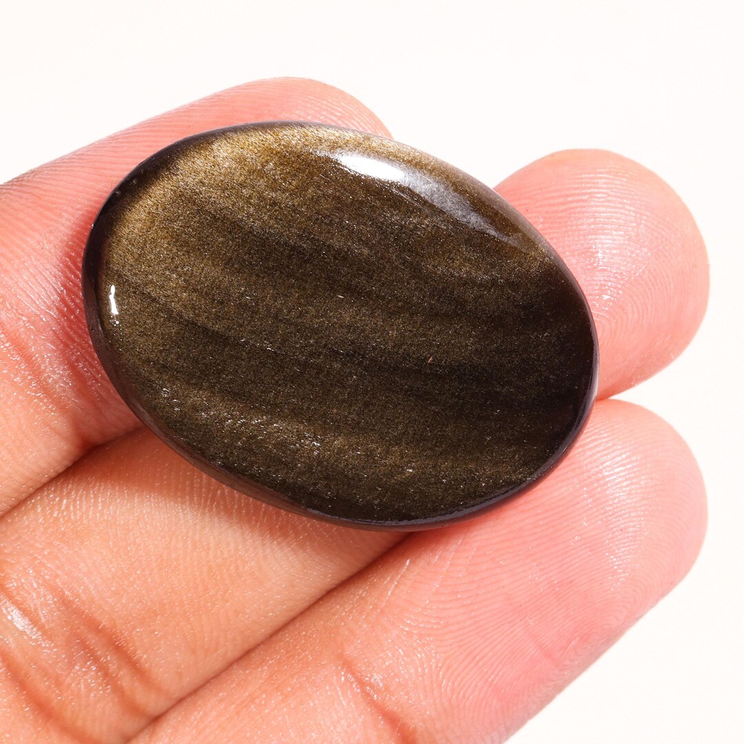 Golden Sheen Obsidian Cabochon Loose Gemstone, Polished