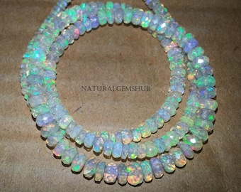 Natural Ethiopian Opal Faceted Beads Rondelle, Ethiopian Opal Beads Strand, Opal Rondelle Beads, Fire Opal Beads Faceted,  Beads Necklace,