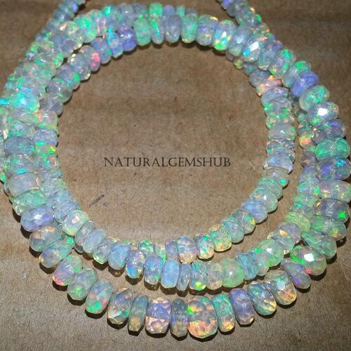 Natural Ethiopian Opal Faceted Beads Rondelle Ethiopian Opal - Etsy