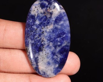 Sodalite Cabochon Loose Gemstone, Hand Polished Natural Sodalite Gemstone, Designer Sodalite Pendant Making, Smooth Oval Shape Sodalite,