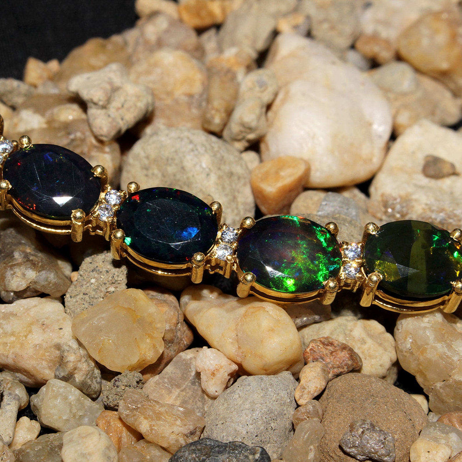 Black Opal Bracelet 925 Silver Black Opal Bracelet Etsy