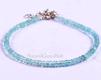 Blue Topaz Minimalist Bracelet, Faceted Blue Topaz Bracelet, Healing Crystal Delicate Spiritual Protection December birthstone Stone Gift,