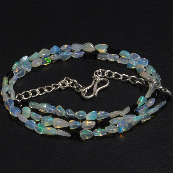 エチオピア ウェロ ファイアー オパール タンブル ビーズ ネックレス