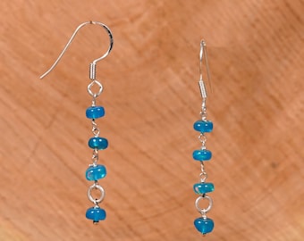 Paraiba-Ohrhänger aus äthiopischem Opal, 925er Sterlingsilber, minimalistisches Design (5 cm)