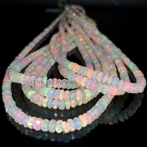 Natural Ethiopian Opal Faceted Beads Rondelle - Ethiopian Opal Beads Strand - Opal Rondelle Beads 3-5 MM Faceted Beads Necklace AAA Quality