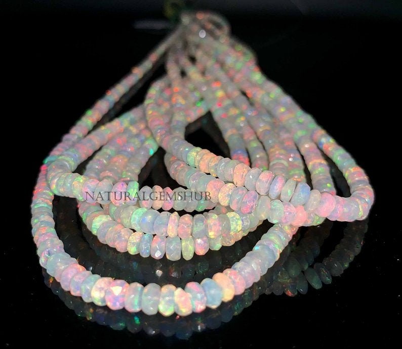 Natural Ethiopian Opal Faceted Beads Rondelle Ethiopian Opal - Etsy