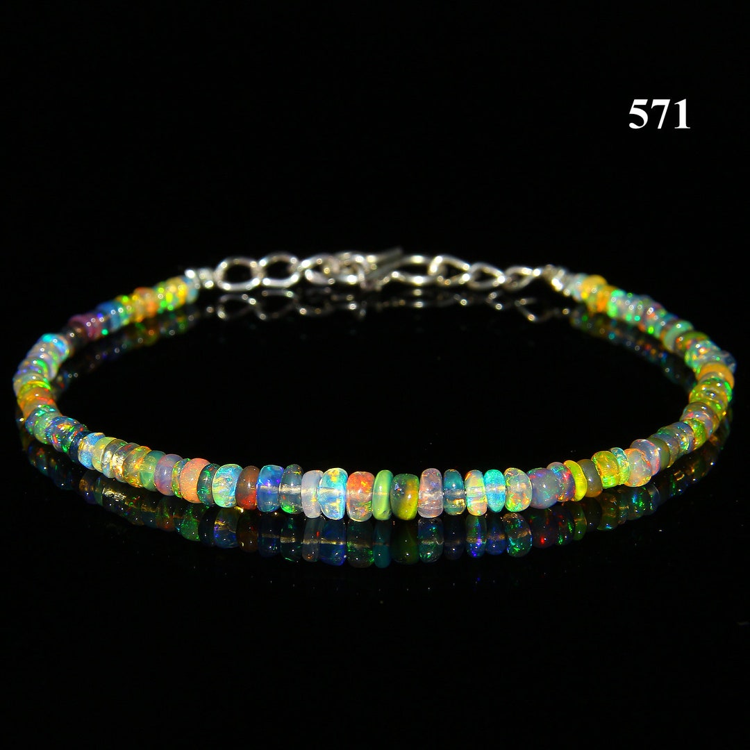 Sterling Silver natural fire opal tennis Bracelet – Colors Of Etnika