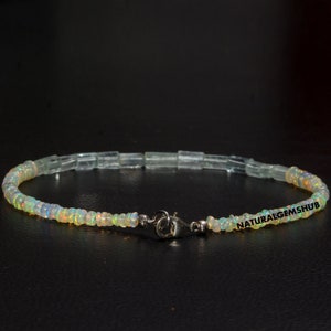 Schwarzer Opal Tumble Armband, Multi Feueropal Perlen Armband, Birthstone Opal