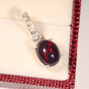 Opal Diamond Pendant&#39; 925 Sterling Silver Pendant&#39; Natural Ethiopian Black Opal Pendant&#39; Welo Fire Opal Pendant&#39; Cabochon Opal Jewelry