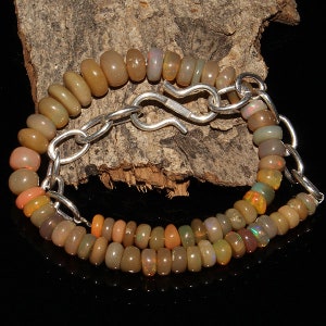 Natural Ethiopian Opal beads Bracelet - Opal Beads Bracelet - Multi Fire Opal Beads - Opal Bracelet - Handmade Opal Plain Beads Bracelet