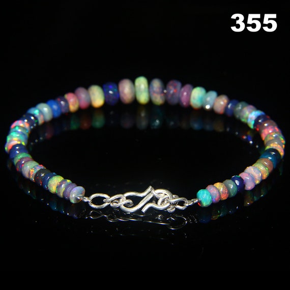 ブラックファイアオパール ブレスレット ファイアーオパール幅5～8