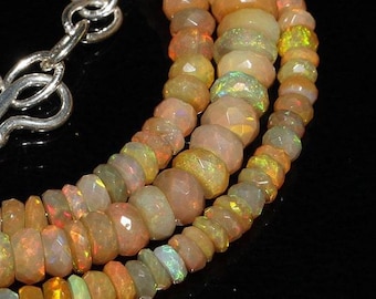 Natural Ethiopian Opal beads, Opal Beads Necklace, Handmade Opal Faceted Beads Necklace, Faceted Rondelle Beads Necklace Gift to her,