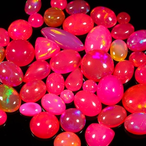 Ethiopian Welo Fire Opal Cabochon Gemstone, welo Opal Making Gemstone, AAA+ Quality Multi Fire Ethiopian Opal Gemstone, Pink Opal Jewelry,