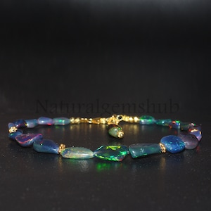 Black Opal Tumble Bracelet ,Multi Fire opal Beads bracelet ,Birthstone Opal bracelet, multi fire opal bracelet opal beads Jewelry Handmade