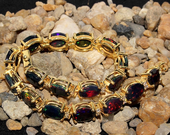 Amazon.com: JEWELZ chrysocolla and black opal bracelet solid 14k gold 5mm -  10mm : Arts, Crafts & Sewing