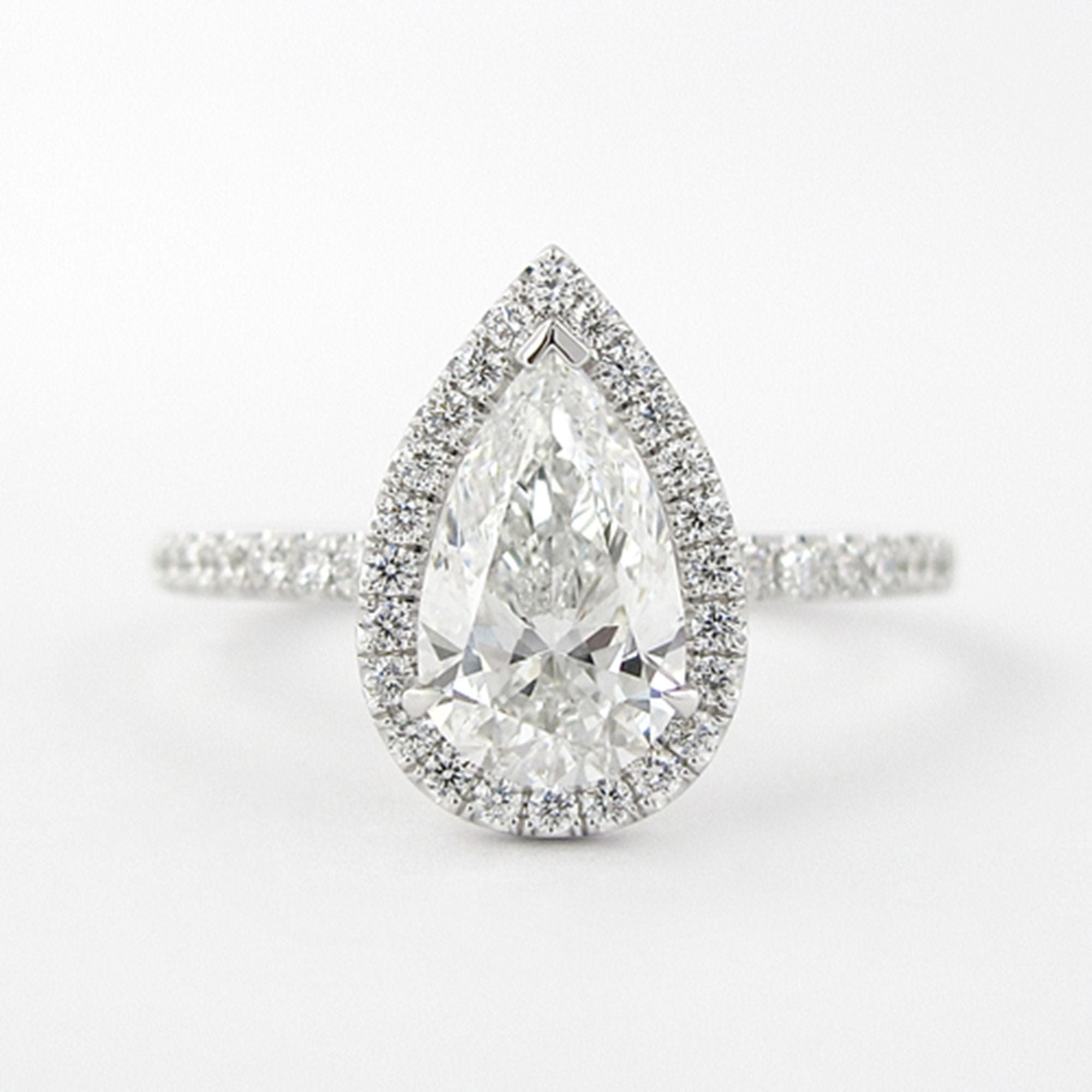 White Gold Pear Engagement Ring in 18KT Pear Shape Engagement Etsy