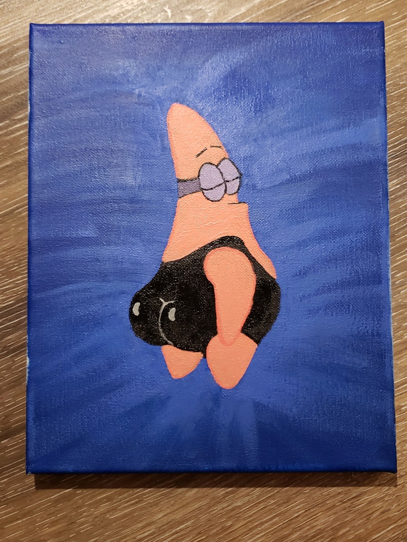 Patrick Star Iron Buns / Bubble Butt Hand Painted Canvas | Etsy