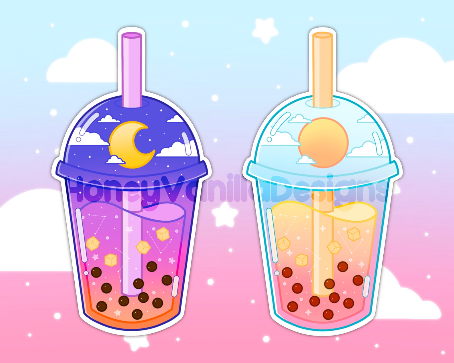 Mango Boba Vinyl Sticker Matte Glossy or Holographic Day Etsy