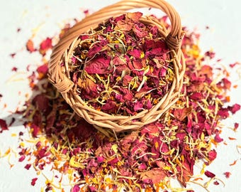 Natural Petal Confetti - 'Sunset Haze' mix of Red Rose & Orange Marigold - Biodegradable