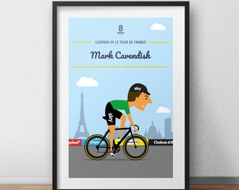 Le Tour De France Radfahren Druck - Mark Cavendish Radfahren Druck Fahrrad Poster Tour De France Poster Fahrrad Geburtstag Geschenk Idee Radfahren Wandkunst