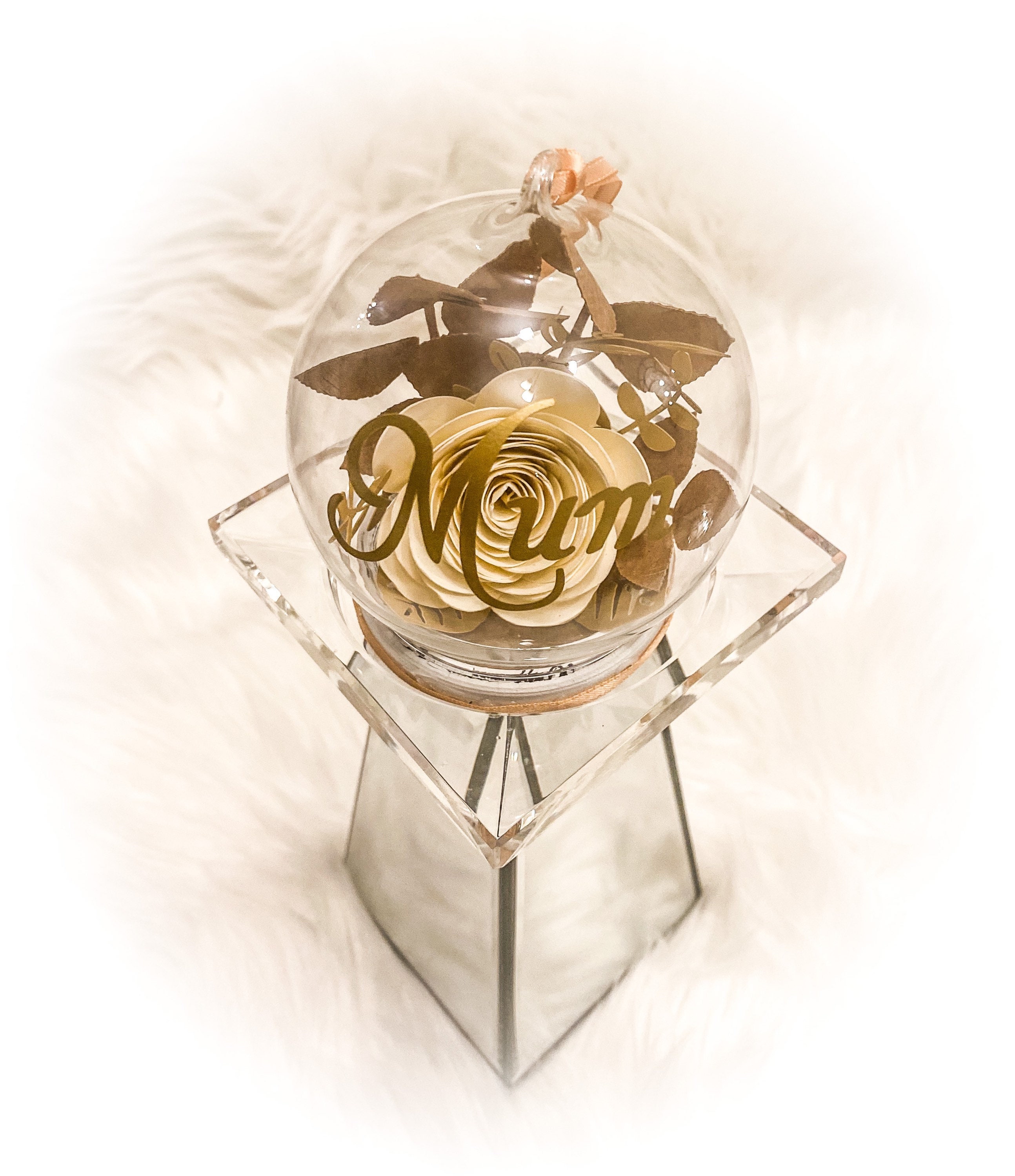 Glass hanging globe with flower personalised Etsy