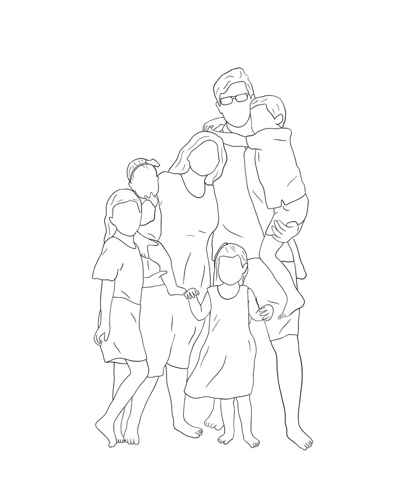 Family Portrait Custom Portrait Line Drawing Couple Portrait Tattoo Design Custom Outline Faceless Portrait Pet Portrait Digital Art Collectibles Kromasol Com
