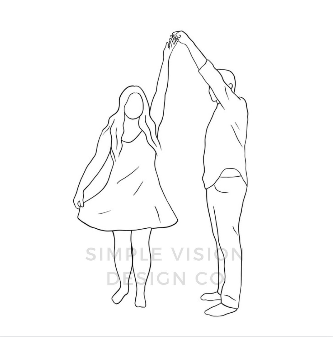 Sweethearts / 50 x 34 cm Drawing  Drawings, Couple dancing drawing,  Dancing drawings