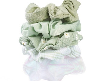 Scrunchie chouchou cheveux en tissu 40mm 5 modèles vert