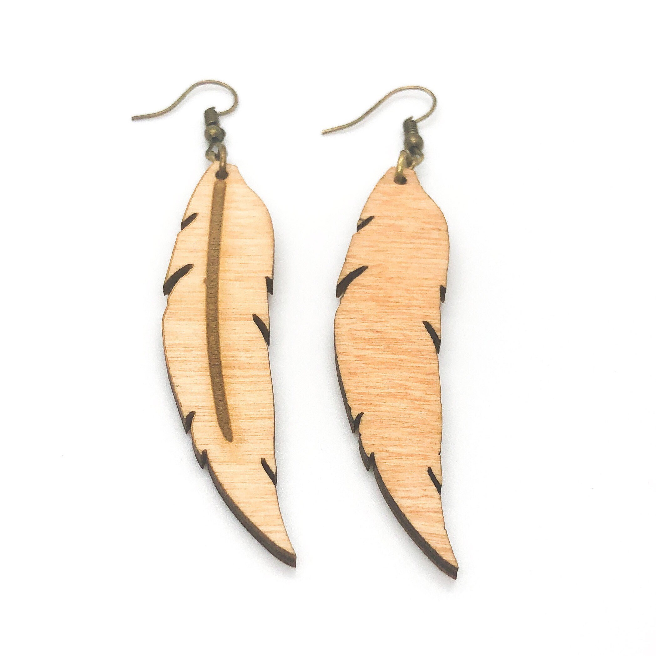 Wooden feather earrings Clearance