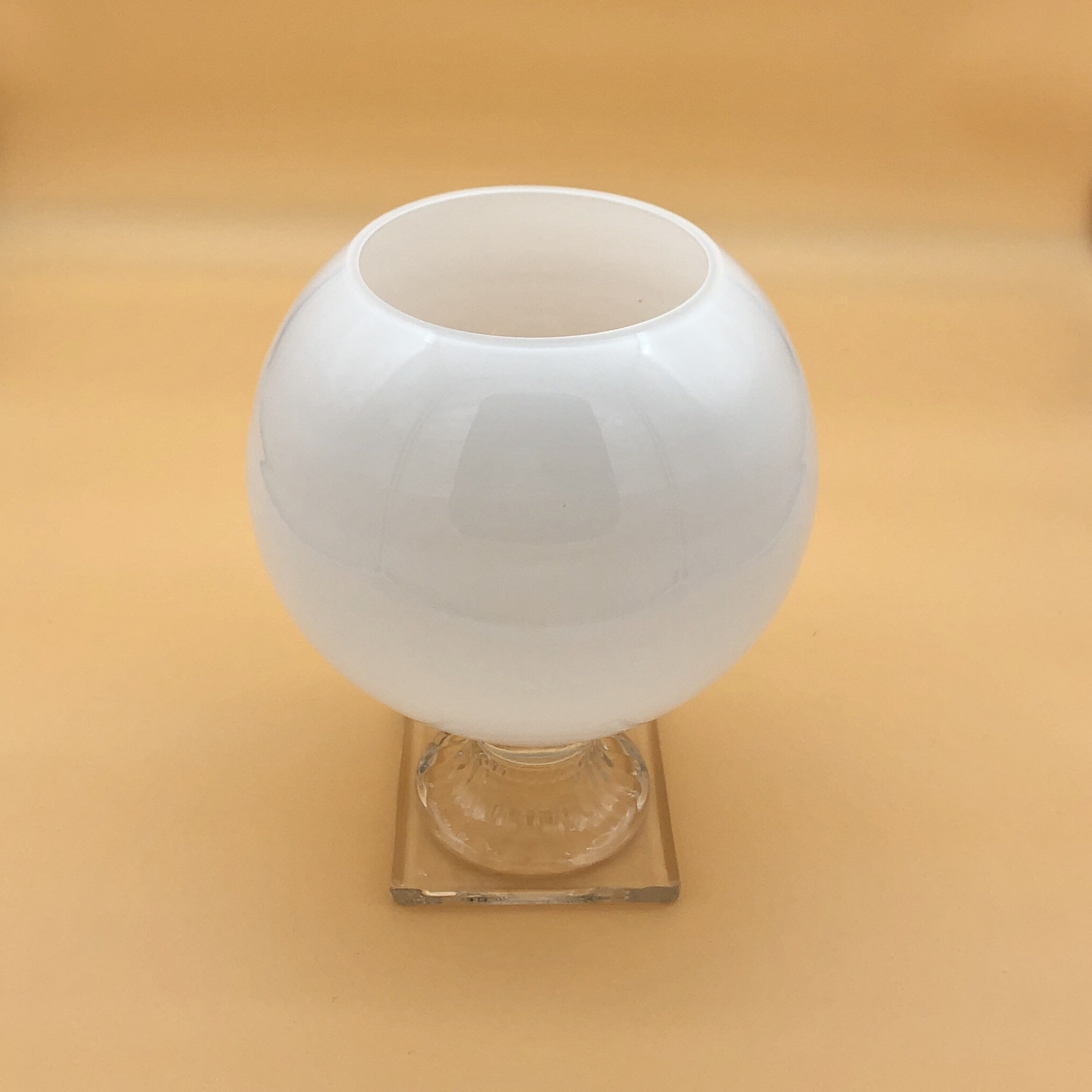 Large Vintage Glass Vase Retro Opaque White art Glass Etsy