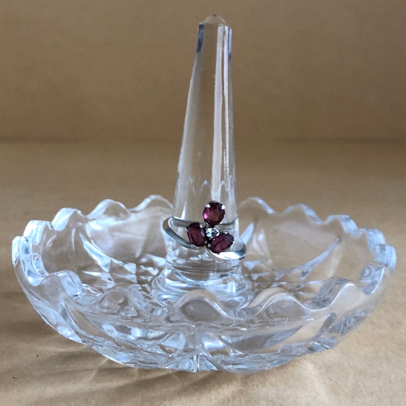 Vintage Crystal Ring Holder Clear Glass Ring Dish Etsy Australia