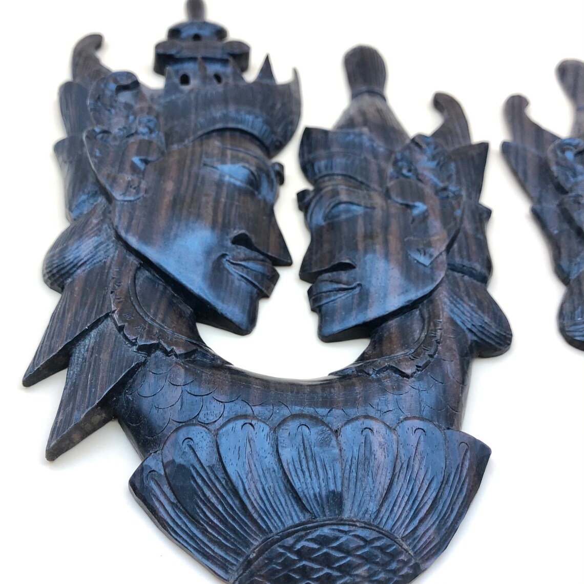 Vintage Carved Wood Wall Hangings Pair Wood Wall Art Asian Etsy