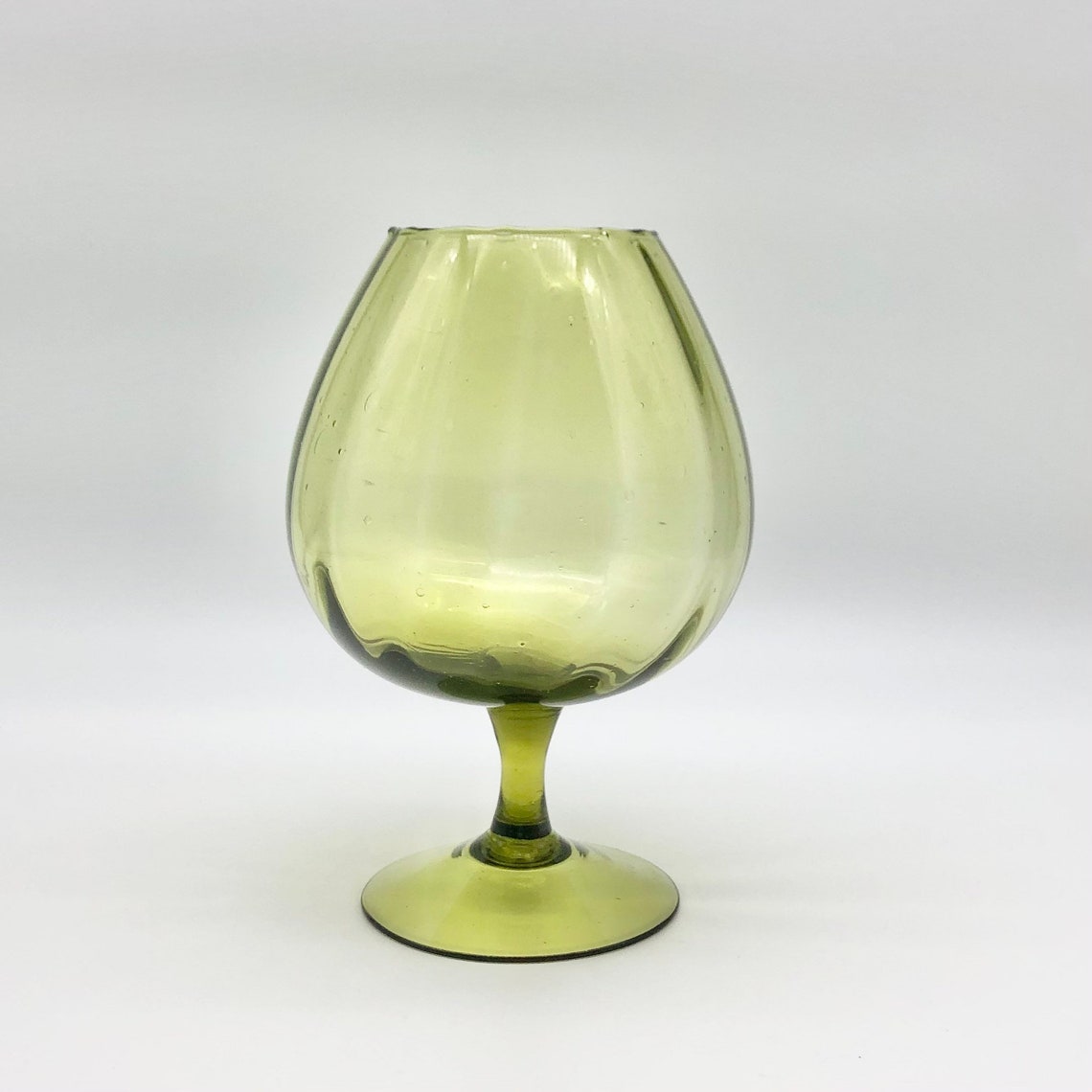 Vintage Empoli Green Glass Brandy Snifter Midcentury Italian Etsy