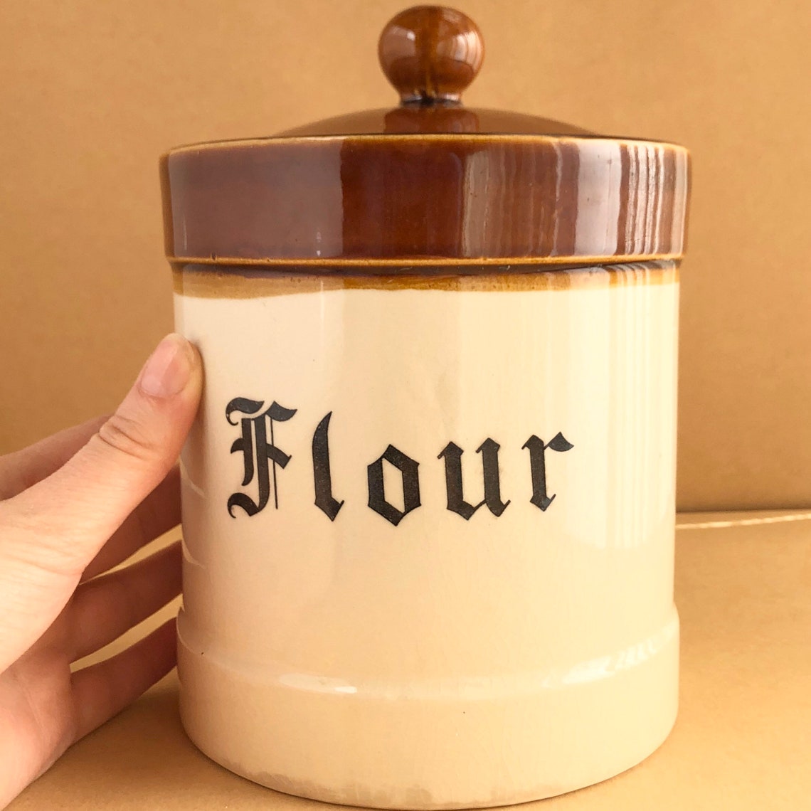 Vintage Ceramic Flour Canister Retro Storage Jar Ironstone Etsy