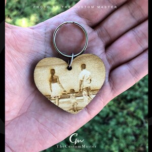 Custom Keychain - Engraved Photo Keychain - Picture Keychain - Anniversary Wood Photo - Personalized Engraved Keychain - Gift Present