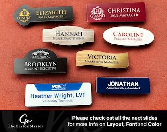 Custom Engraved Name Tags | Personalized Engraved Employee Office Name Tags | Name Badges | Student Name Tags | Nurse Name Tags /w Magnet