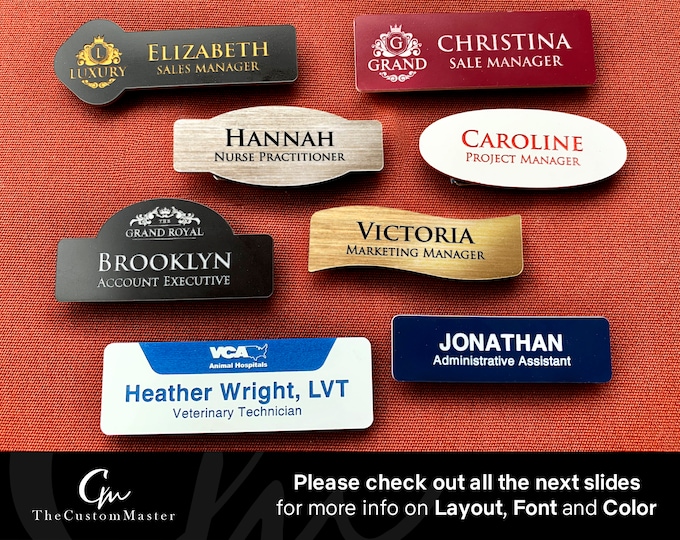 Custom printed name tags personalized printed employee office name tags